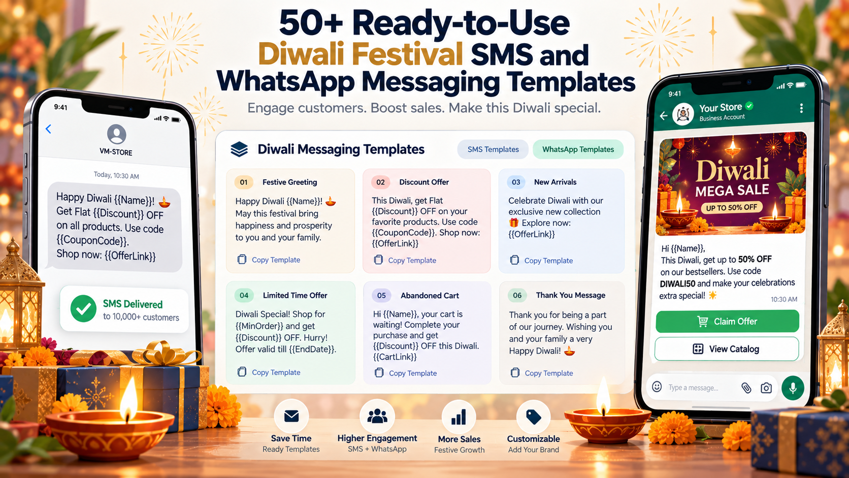 50+ Ready-to-Use Diwali Festival SMS & WhatsApp Templates for Businesses (2026)